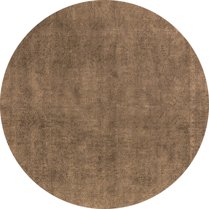 Round Oriental Brown Industrial Rug, urb1507brn