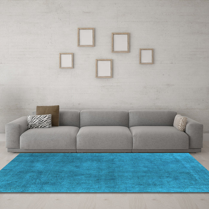 Machine Washable Oriental Light Blue Industrial Rug in a Living Room, wshurb1507lblu