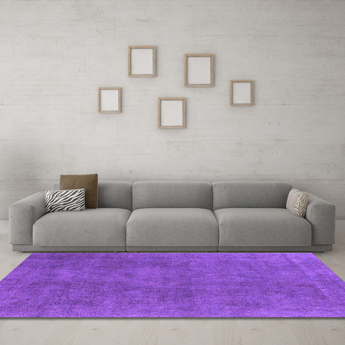 Machine Washable Oriental Purple Industrial Area Rugs in a Living Room, wshurb1507pur
