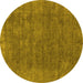 Round Oriental Yellow Industrial Rug, urb1508yw