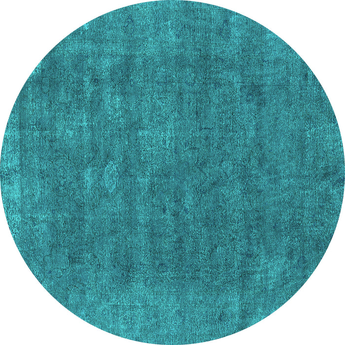 Round Oriental Turquoise Industrial Rug, urb1508turq