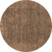 Round Oriental Brown Industrial Rug, urb1508brn