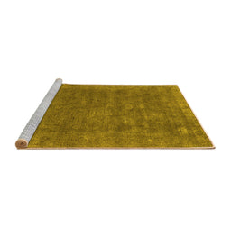Sideview of Machine Washable Oriental Yellow Industrial Rug, wshurb1508yw