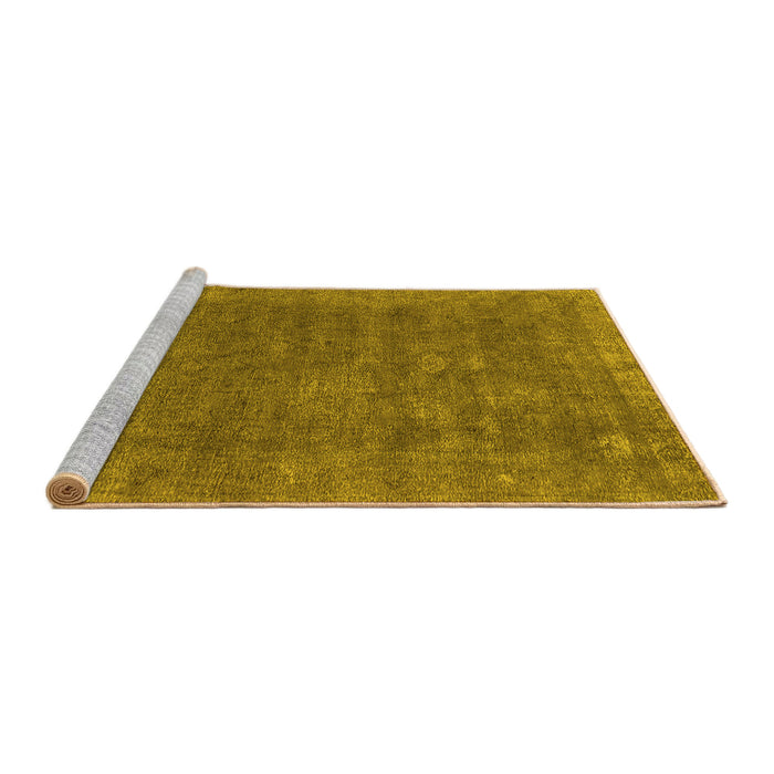 Sideview of Machine Washable Oriental Yellow Industrial Rug, wshurb1508yw