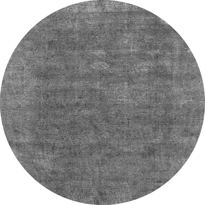 Round Machine Washable Oriental Gray Industrial Rug, wshurb1508gry