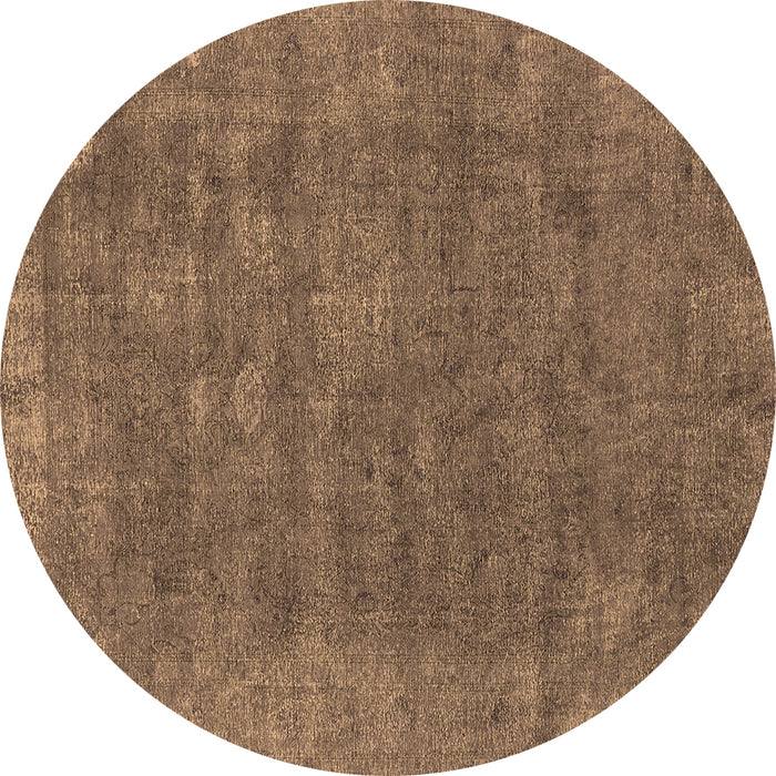 Round Machine Washable Oriental Brown Industrial Rug, wshurb1508brn