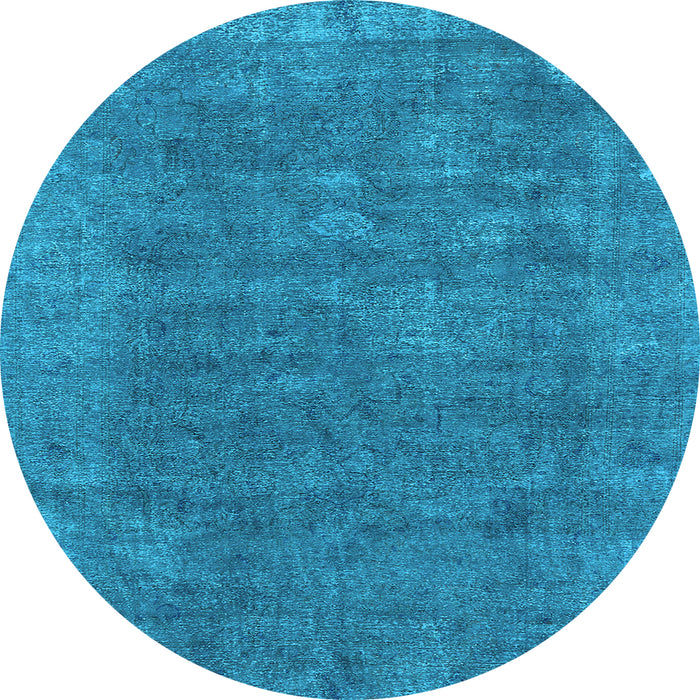 Round Machine Washable Oriental Light Blue Industrial Rug, wshurb1508lblu