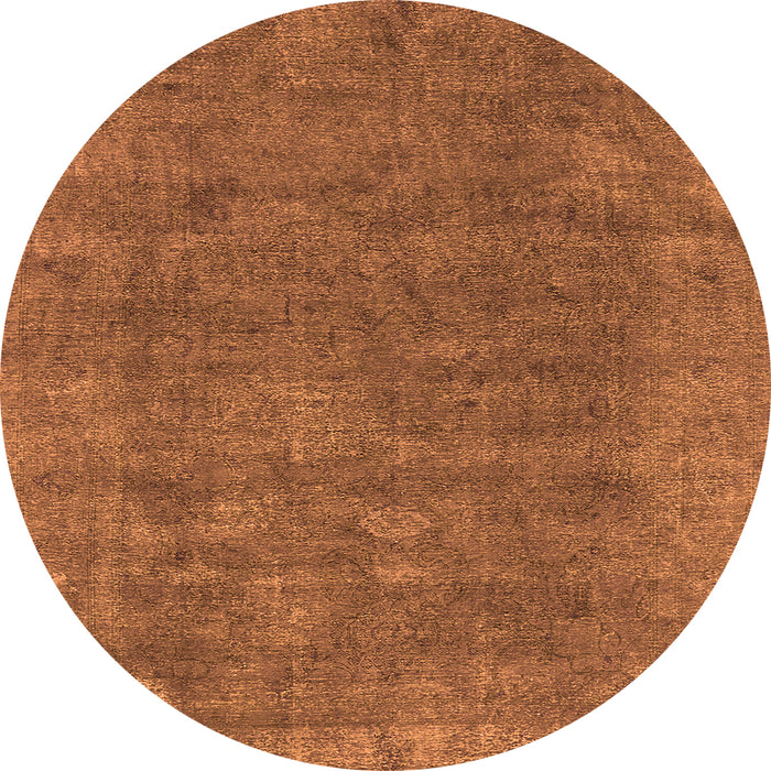 Round Machine Washable Oriental Orange Industrial Area Rugs, wshurb1508org