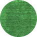 Round Oriental Green Industrial Rug, urb1508grn