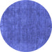 Round Oriental Blue Industrial Rug, urb1508blu