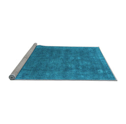Sideview of Machine Washable Oriental Light Blue Industrial Rug, wshurb1508lblu
