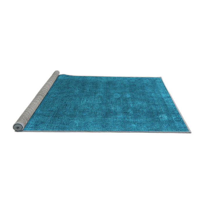 Sideview of Machine Washable Oriental Light Blue Industrial Rug, wshurb1508lblu