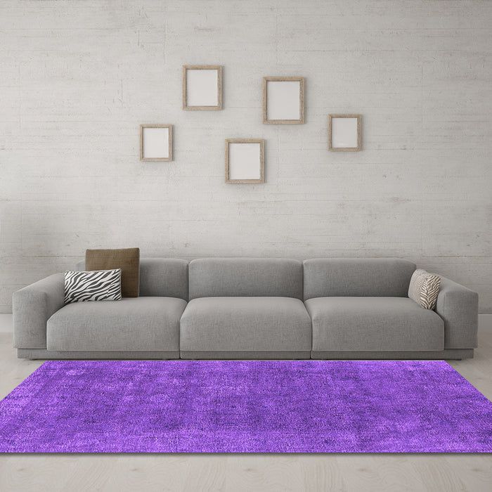 Machine Washable Oriental Purple Industrial Area Rugs in a Living Room, wshurb1508pur