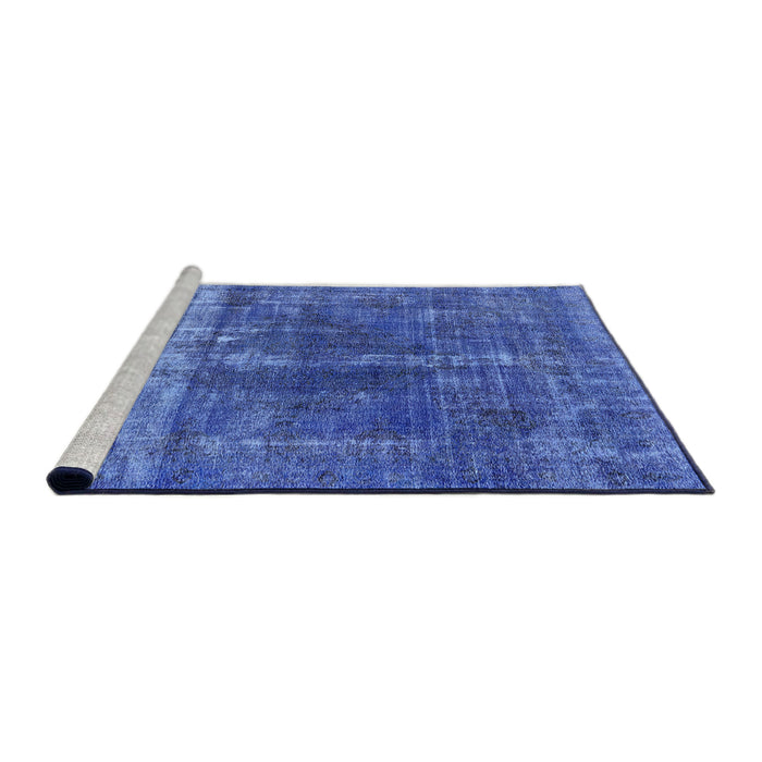 Sideview of Machine Washable Industrial Modern Blue Orchid Blue Rug, wshurb1509