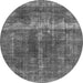 Round Machine Washable Oriental Gray Industrial Rug, wshurb1509gry