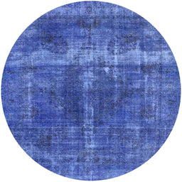 Round Mid-Century Modern Blue Orchid Blue Oriental Rug, urb1509