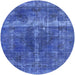 Round Mid-Century Modern Blue Orchid Blue Oriental Rug, urb1509