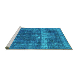 Sideview of Machine Washable Oriental Turquoise Industrial Area Rugs, wshurb1509turq