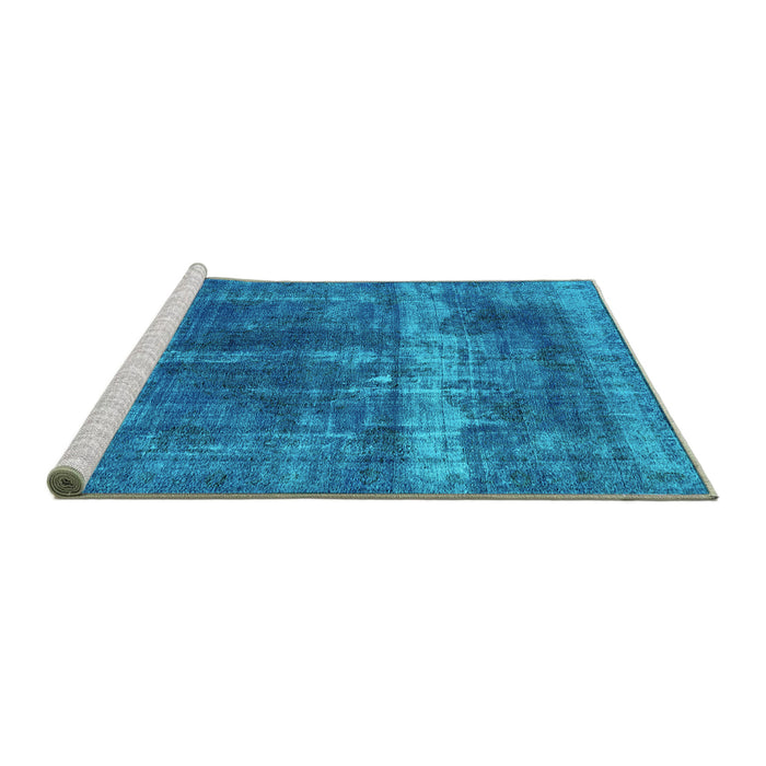 Sideview of Machine Washable Oriental Turquoise Industrial Area Rugs, wshurb1509turq