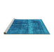 Sideview of Machine Washable Oriental Turquoise Industrial Area Rugs, wshurb1509turq