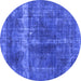 Round Oriental Blue Industrial Rug, urb1509blu