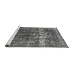 Sideview of Machine Washable Oriental Gray Industrial Rug, wshurb1509gry
