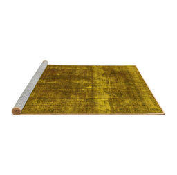 Sideview of Machine Washable Oriental Yellow Industrial Rug, wshurb1509yw
