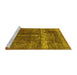 Sideview of Machine Washable Oriental Yellow Industrial Rug, wshurb1509yw