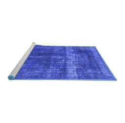 Sideview of Machine Washable Oriental Blue Industrial Rug, wshurb1509blu