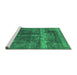 Sideview of Machine Washable Oriental Green Industrial Area Rugs, wshurb1509grn