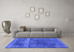Machine Washable Oriental Blue Industrial Rug in a Living Room, wshurb1509blu