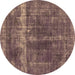 Round Oriental Brown Industrial Rug, urb1509brn