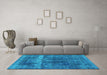Machine Washable Oriental Turquoise Industrial Area Rugs in a Living Room,, wshurb1509turq