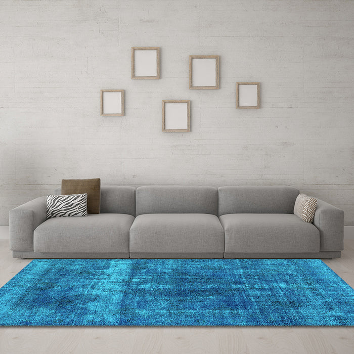 Machine Washable Oriental Turquoise Industrial Area Rugs in a Living Room,, wshurb1509turq