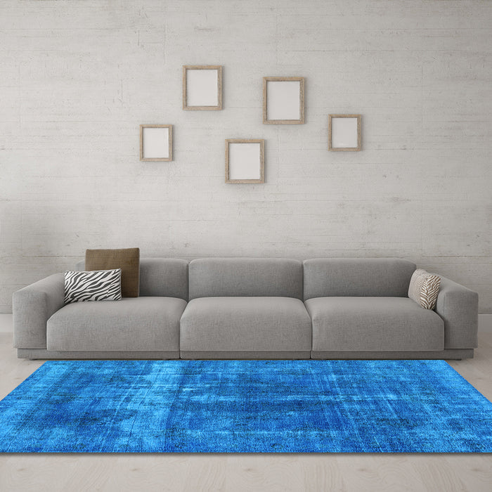 Machine Washable Oriental Light Blue Industrial Rug in a Living Room, wshurb1509lblu