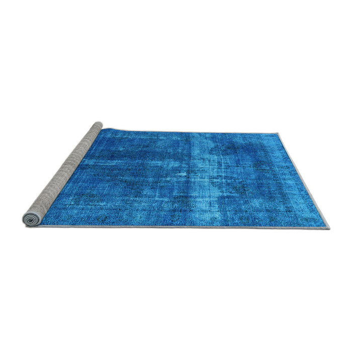 Sideview of Machine Washable Oriental Light Blue Industrial Rug, wshurb1509lblu