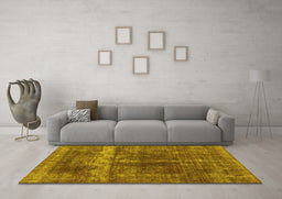 Machine Washable Oriental Yellow Industrial Rug in a Living Room, wshurb1509yw