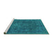 Sideview of Machine Washable Oriental Turquoise Industrial Area Rugs, wshurb1510turq