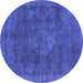 Round Oriental Blue Industrial Rug, urb1510blu