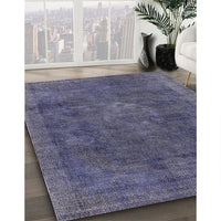 Mid-Century Modern Purple Navy Blue Oriental Rug, urb1510