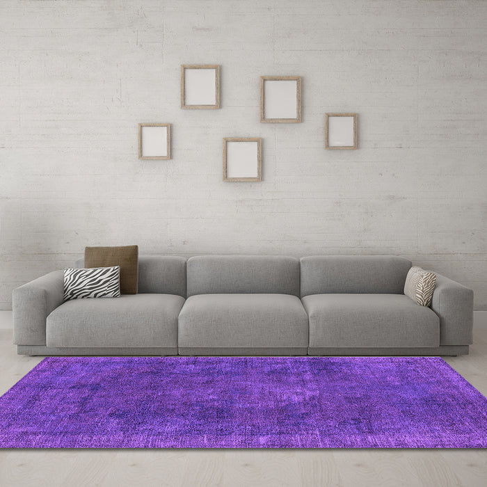 Machine Washable Oriental Purple Industrial Area Rugs in a Living Room, wshurb1510pur
