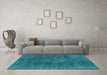 Machine Washable Oriental Turquoise Industrial Area Rugs in a Living Room,, wshurb1510turq