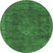 Round Oriental Emerald Green Industrial Rug, urb1510emgrn