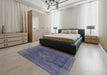 Mid-Century Modern Purple Navy Blue Oriental Rug in a Bedroom, urb1510