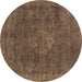 Round Machine Washable Oriental Brown Industrial Rug, wshurb1510brn