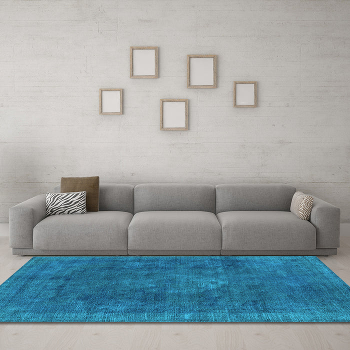 Machine Washable Oriental Light Blue Industrial Rug in a Living Room, wshurb1510lblu