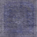 Square Mid-Century Modern Purple Navy Blue Oriental Rug, urb1510