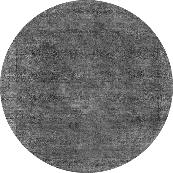 Round Machine Washable Oriental Gray Industrial Rug, wshurb1510gry