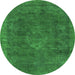 Round Oriental Green Industrial Rug, urb1510grn