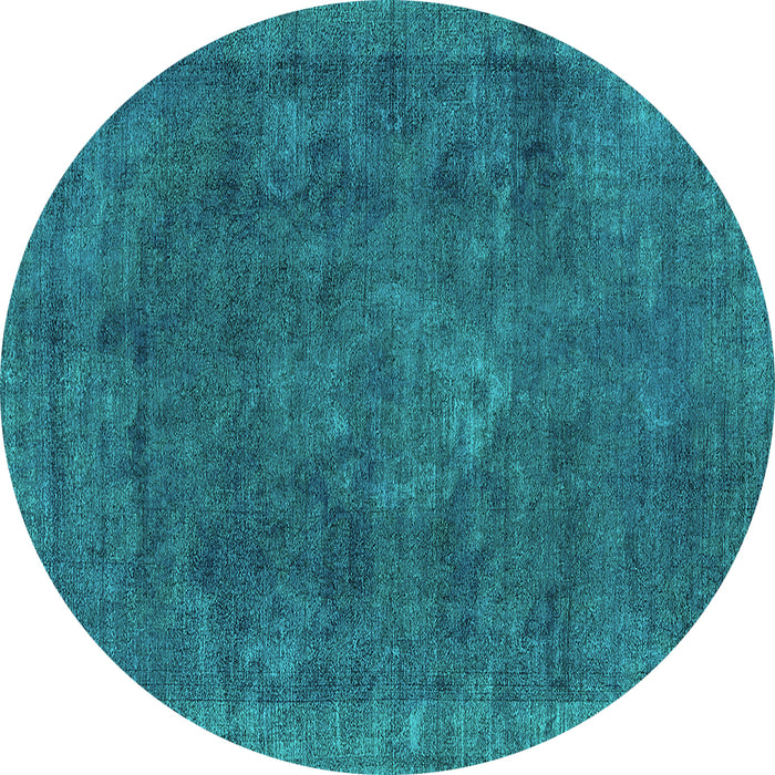 Round Oriental Turquoise Industrial Rug, urb1510turq